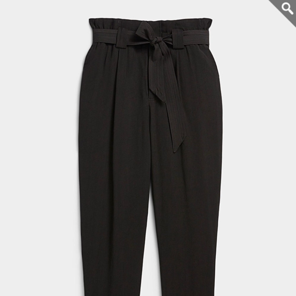 Black paper-bag style dress pants